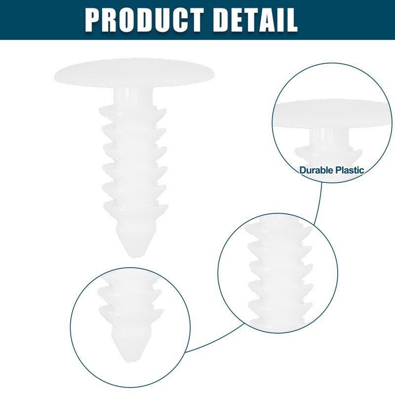 Acropix Universal 5mm Push Bumper Fastener Rivet Clips White Pack Of 25