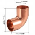 Uxcell 41 28mm Id 90 Degree Copper Elbow Short-turn Pipe Fitting Connector For Plumbing
