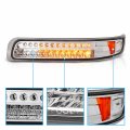 Amerilite Chrome Full Led Turn Signal Parking Lights Set For 99-02 Chevy Silverado 00 06 Suburban Tahoe Passenger And Driver 