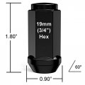 Stancemagic 24pcs Black 14x2 Closed End Extended Bulge Lug Nuts Cone Taper Acorn Seat 1 8 Length 0 9 Width 19mm 3 4 Hex