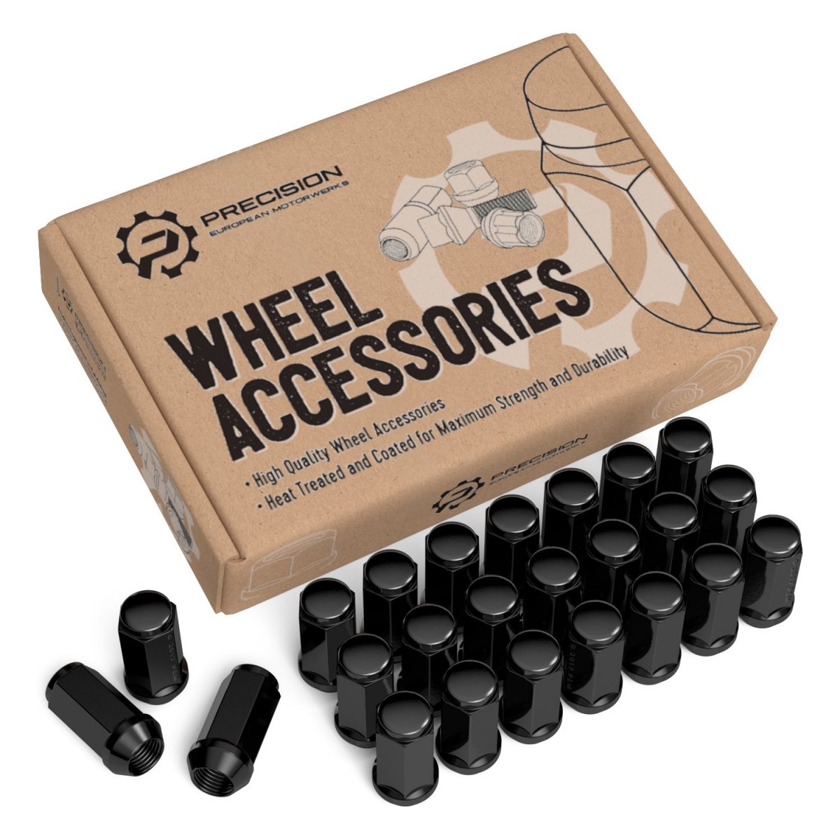 Stancemagic 24pcs Black 14x2 Closed End Extended Bulge Lug Nuts Cone Taper Acorn Seat 1 8 Length 0 9 Width 19mm 3 4 Hex For