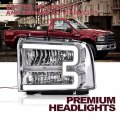 G-plus Led Drl Bumper Headlamp Compatible With Ford F250 F350 F450 F550 Super Duty 2005-2007 Clear Lens Chrome Housing