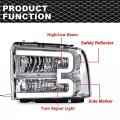 G-plus Led Drl Bumper Headlamp Compatible With Ford F250 F350 F450 F550 Super Duty 2005-2007 Clear Lens Chrome Housing