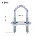 Uxcell Round U-bolts 4 Sets 0 98 25mm Inner Width 70mm Length Steel M6 With Nut Plate Washer