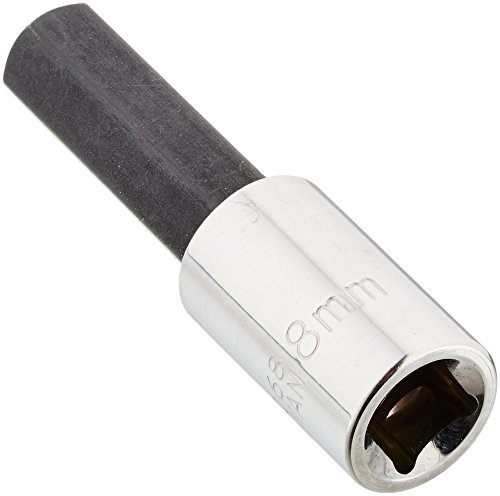 35068 1 4 In Drive Hex Long Bit Socket 8mm Polished Metal Finish