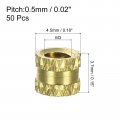 Uxcell 50pcs Knurled Insert Nuts M3x3 7 L X4 5mm Od Brass Female Threadeds Heat Set Insert For 3d Printing Components And