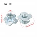 Uxcell M6 4 Pronged Tee Nut T-nut For Table Legs Rock Climbing Wall Woodwork Holds Wood Cabinetry 100pcs
