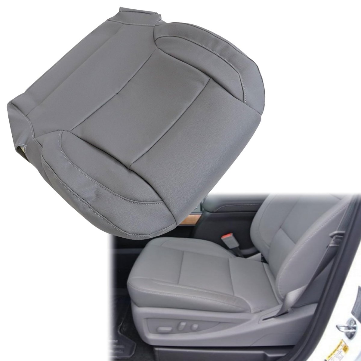 Front Driver Or Passenger Bottom Replacement Seat Cover Leather For Chevy Silverado Tahoe Suburban Sierra 2014 2019 Dark Ash