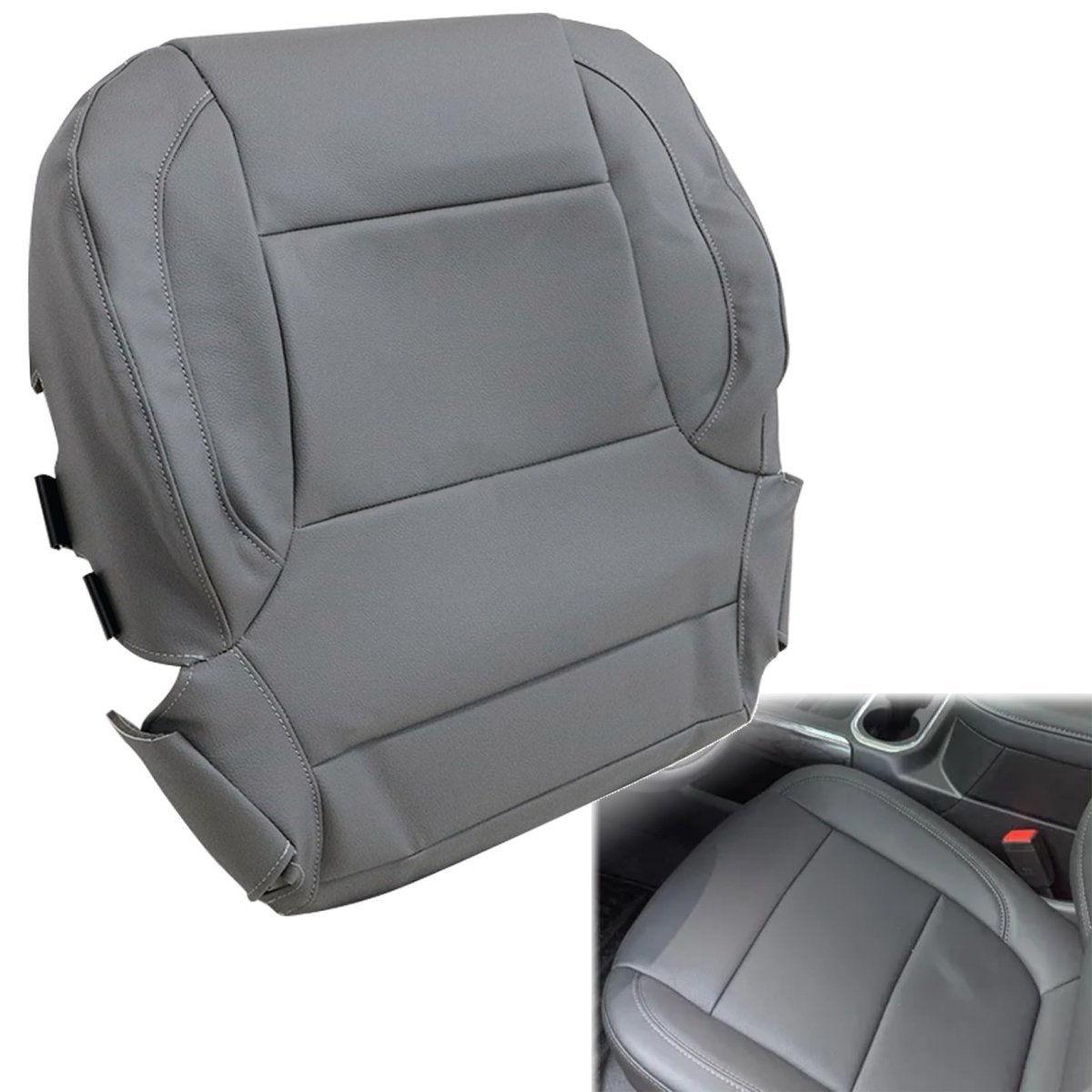 Front Driver Or Passenger Bottom Replacement Seat Cover Leather For Chevy Silverado Tahoe Suburban Sierra 2014 2019 Dark Ash