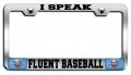 I Speak Fluent Baseball Chrome Metal License Plate Frame Tag Holder Universal Fit For Us And Canada Vehicles 12 5 X 6 In Heavy