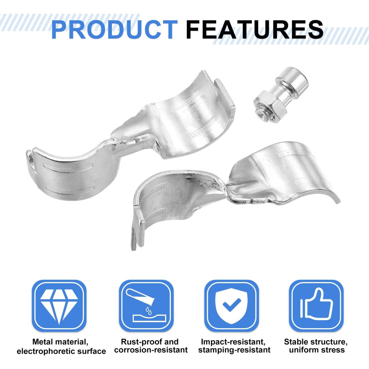 End Rail Clamps 4 Sets For 1 8 In Pipe Chain Link Fence Clamp Fitting With Screws And Nuts Silver 28mm Od 76 X 25mm Size