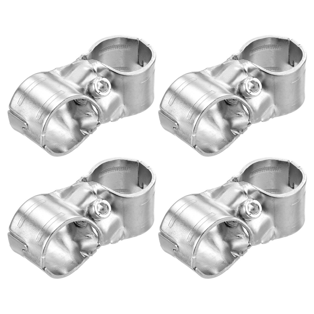 End Rail Clamps 4 Sets For 1 8 In Pipe Chain Link Fence Clamp Fitting With Screws And Nuts Silver 28mm Od 76 X 25mm Size