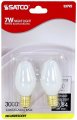 Satco 7 Watt C7 Nightlight Incandescent Bulb E12 Candelabra Soft White 2 Pk