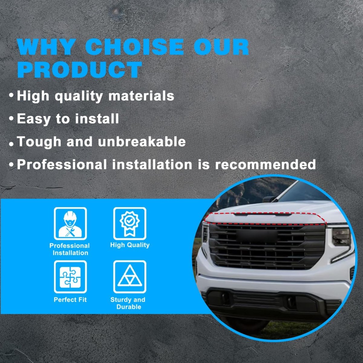 Upper Grille Top Molding Trim Cover Front For Gmc Sierra 1500 2020 2021 2022 2023 2024 Replace 84774163