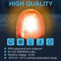 Hqrp Flexible Pipe Mount Low Profile Amber Beacon Emergency Hazard Warning Safety Led Strobe Lights For Golf Cart Truck Tractor
