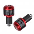 X Autohaux 1 Pair 7 8 22mm Red Carbon Fiber Pattern Motorcycle Handlebar End Grips Bar Ends Plug Cap