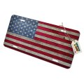 Rustic American Flag Wood Grain Novelty Metal License Plate Durable Uv And Water Resistant Aluminum Vanity Tag 6 In X 12