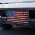 Rustic American Flag Wood Grain Novelty Metal License Plate Durable Uv And Water Resistant Aluminum Vanity Tag 6 In X 12