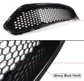 Bullitt Style High Flow Glossy Black Honeycomb Front Bumper Upper Lower Grille Set Compatible With For 2018-2020 Ford Mustang