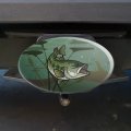 Bass Fish Swimming In River Oval Tow Trailer Hitch Cover Plug Insert