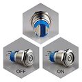 Latching Pushbutton Switch U19c1 Spdt On Off Silver Stainless Steel With Blue Led For 19mm 3 4 In Mounting Hole Ip67 Waterproof