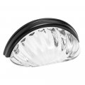 Cosmas 10 Pack 6381fb-c Flat Black With Clear Glass Cabinet Cup Pull 3 Inch 76mm Hole Centers 