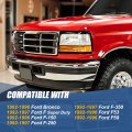 Factory Style Headlight Door Bezels Cover Compatible With Ford Bronco F150 F250 F350 F53 F59 F-series Super Duty 1992-1997