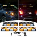 Wsays 4pcs Universal Interior Windshield Slim Single Row 16leds Amber White Emergency Hazard Warning Strobe Lights Kit For Utv 