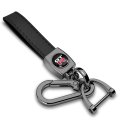 Nissan Gt-r In Black On Leather Loop-strap Dark Gunmetal Hook Key Chain 