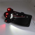 Httmt- Black Curve Side Mount License Plate Bracket W Skull Led Tail Light 7 8 1 Axle P N Usmt301a-s-bk