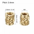 Uxcell Knurled Insert Nuts 120pcs M2 X 4mm L 3 5mm Od 3d Printing Brass Female Threadeds Heat Set Insert Embedment Nut