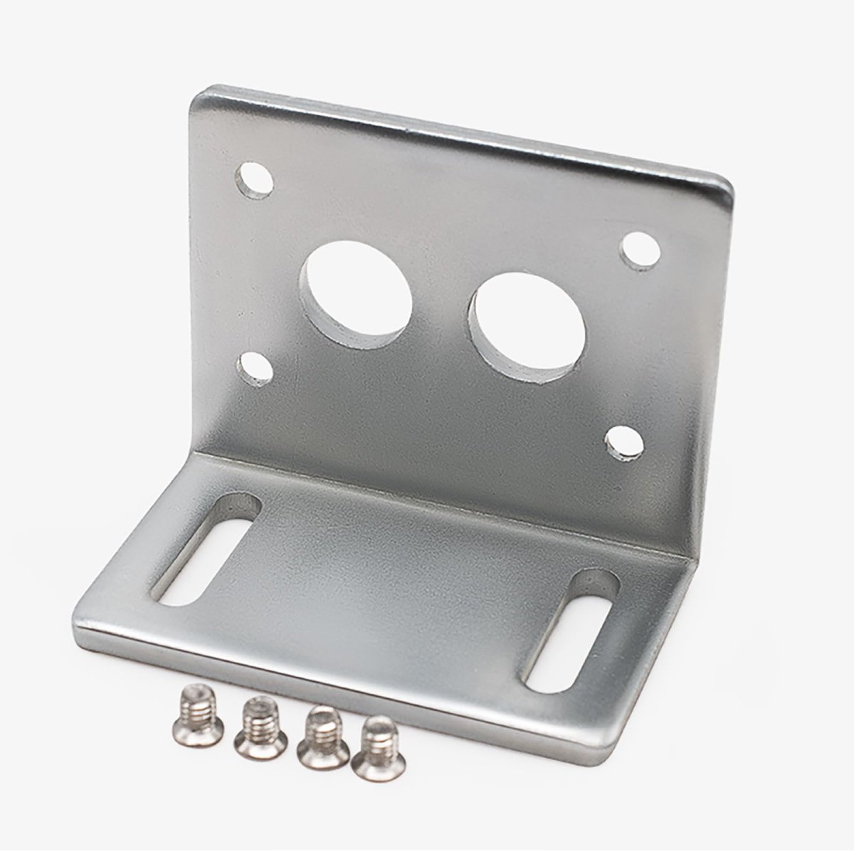 370 Motor Mounting Bracket With Screws Alloy Steel L Shape Fixed Seat For Dc Worm Geared Black Powder Coated Finish