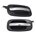 Rear Exterior Door Handle Pair For Cadillac Escalade 2002 2006 Smooth Black Bezel With Chrome Lever Driver And Passenger Side 