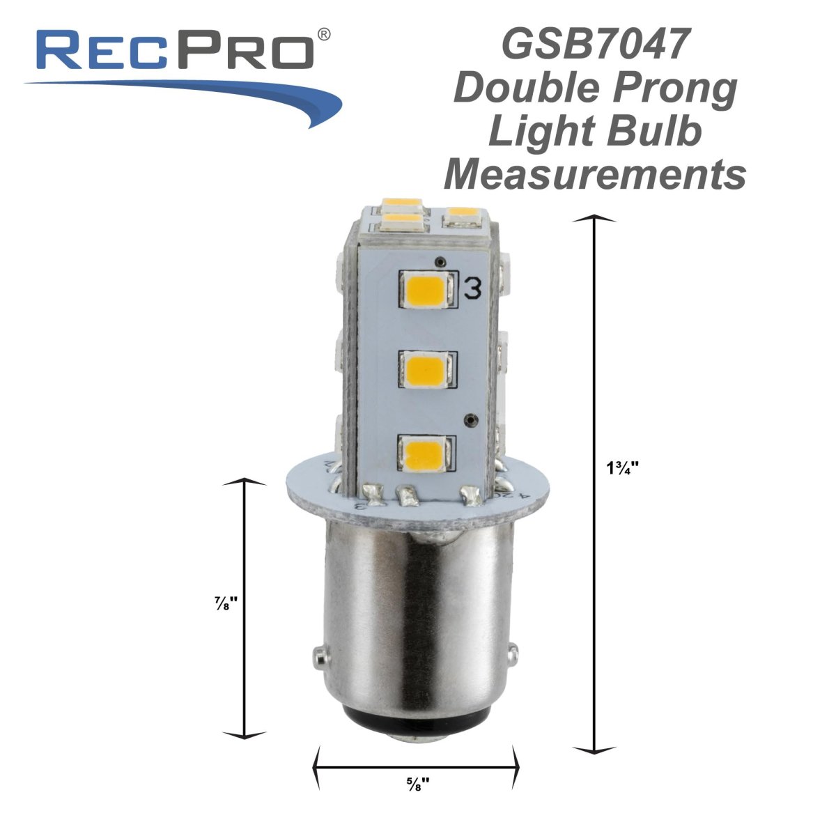 Recpro Rv Double Prong Led Light Bulb 360 Degree Lighting 25 000 Hour Lifespan