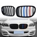 Astra Depot Oe Replacement For 2009-15 Bmw 7-series F01 F02 730d 740i 750i Glossy Black M Stripe Color Painted Front Kidney