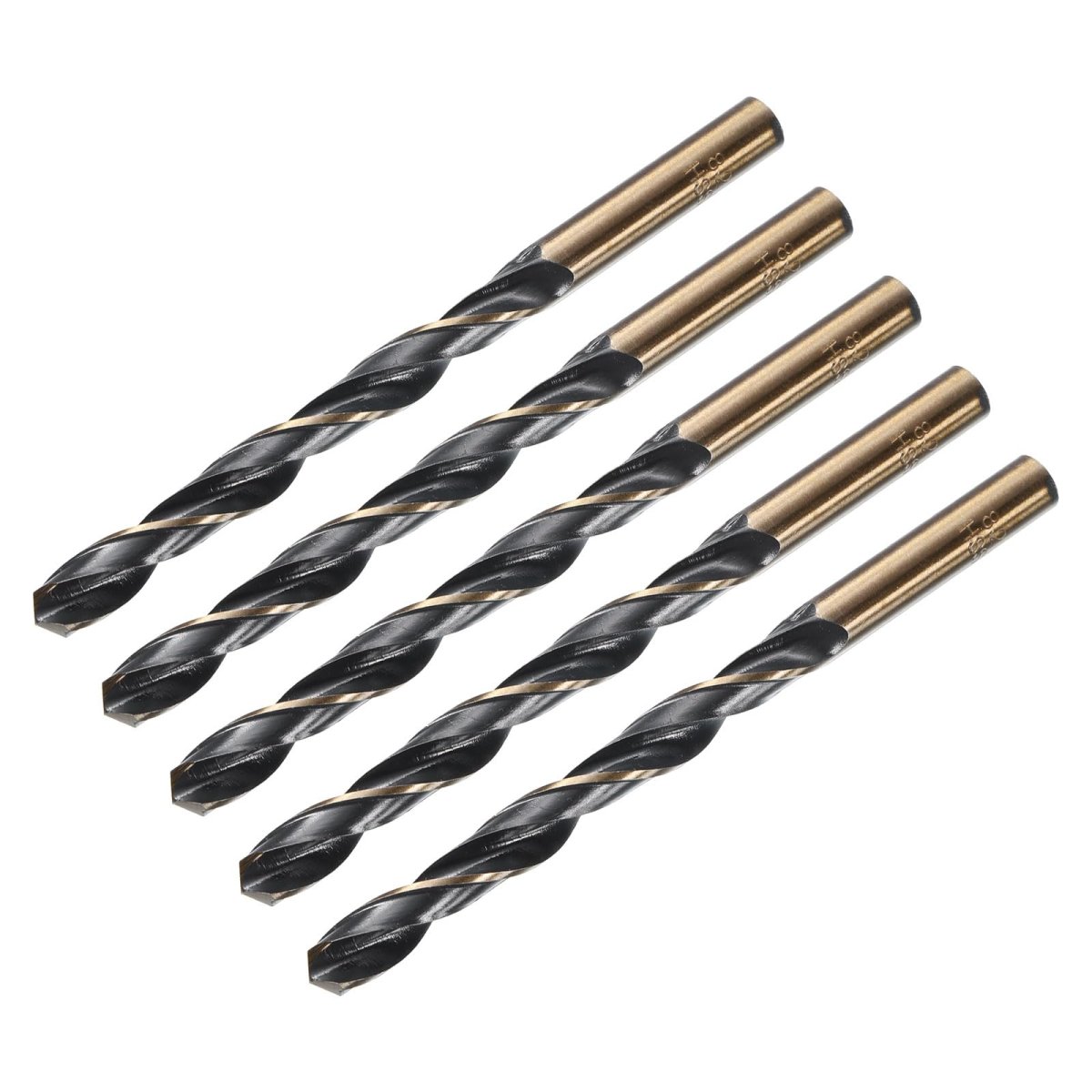 5pcs Straight Shank Twist Drill Bits 8 2mm Gold Titanium Black Nitride Coated High Speed Steel Hss 4341 With For Stainless