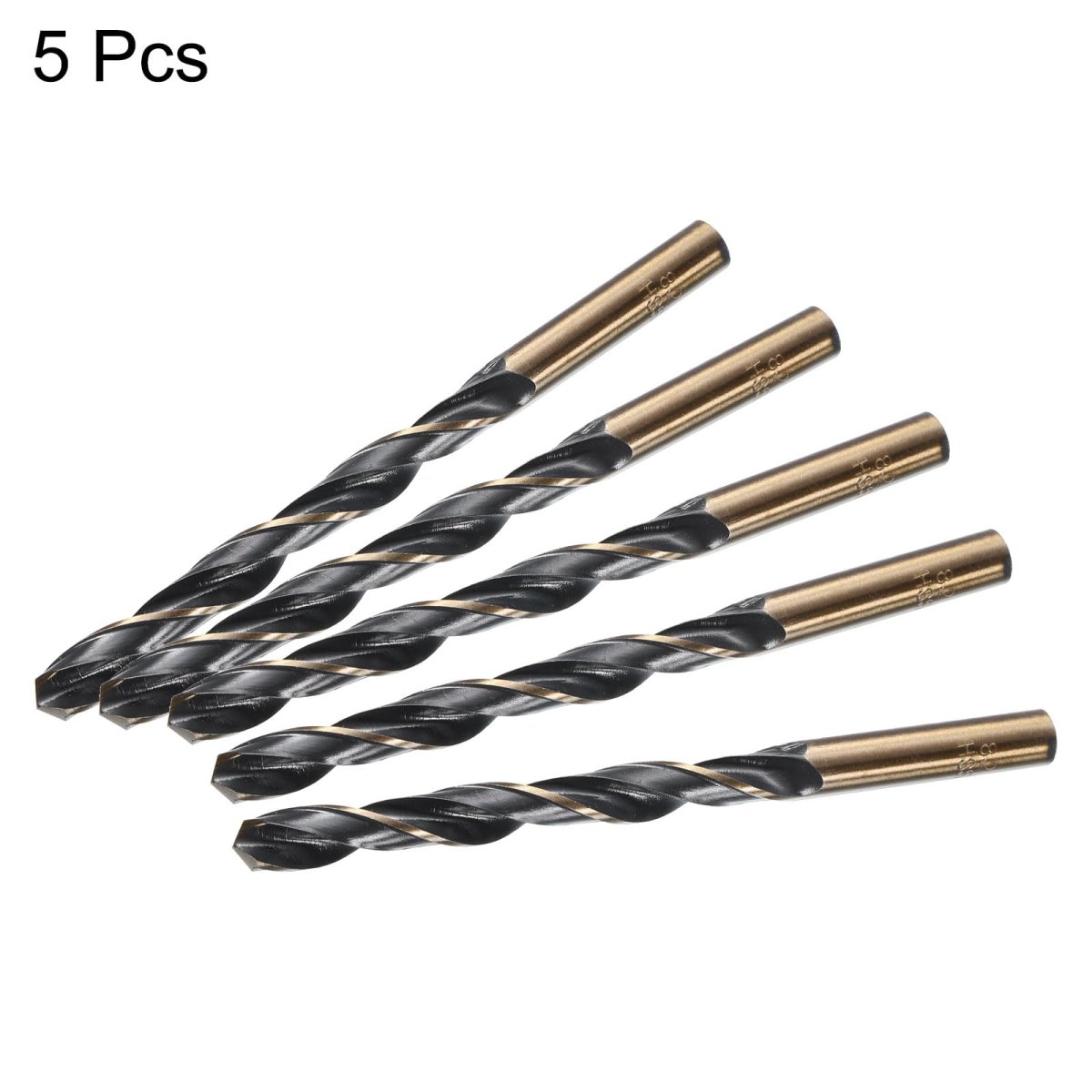 5pcs Straight Shank Twist Drill Bits 8 2mm Gold Titanium Black Nitride Coated High Speed Steel Hss 4341 With For Stainless