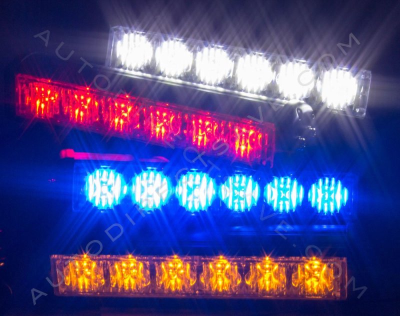Red Led Strobe Lights For Grille Lte2-166 1 Pair High Power Waterproof Warning With 18 Flash Patterns 7 In X 2 Lens