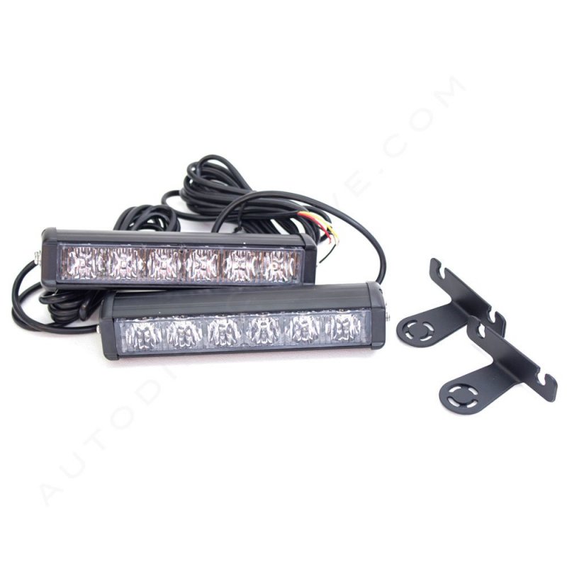 Red Led Strobe Lights For Grille Lte2-166 1 Pair High Power Waterproof Warning With 18 Flash Patterns 7 In X 2 Lens