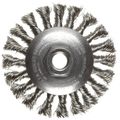 Weiler 13486 Dualife 5 -11 Arbor 0 020 Wire Size 4-1 2 Diameter 3 8 Face Width 302 Stainless Steel Bristles Knot Bevel Brush 