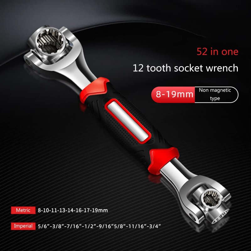 Beertoy Socket Wrench 52 In 1 Multifunctional Metric Inch Universal 360 Degree Rotation Spanner Mechanical Hand Tools Double