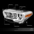 Chrome Housing Amber Corner Projector Headlight Head Lamps Tool Kit Compatible With Tacoma 16-20