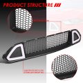 Matte Black Honeycomb Mesh Styling Triangle Led Light Bar Front Upper Bumper Grille Compatible With Ford Mustang 18-20