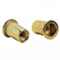 Hifrom 100pcs Rivet Nut Zinc Plated Carbon Steel Insert Unc 5 16-18 Flat Head Threadeds Knurled Body Nut