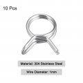 Uxcell Double Wire Spring Hose Clamp 10pcs 304 Stainless Steel 8mm Inner Dia Fit 8 8mm-9 5mm Od Fuel Line Silicone Tube Clips