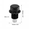 X Autohaux 2 Set Mx1 5 Oil Drain Plug Magnetic Aluminum Alloy Sump Nut Bolt With 2 Washer For Car Motorcycle Black