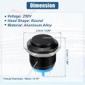 Uxcell 19 Mm Car Waterproof Push Button Switch Metal Round Start Spst 1no Ac 250v Black