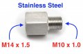Autobahn88 Stainless Steel Sensor Adaptor M14 X1 5 Female To M10 0 Male Hex 18
