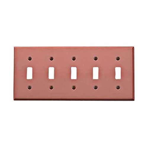 Switchplates Brushed Solid Copper Five Toggle Switch Plate
