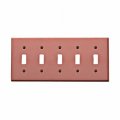 Switchplates Brushed Solid Copper Five Toggle Switch Plate